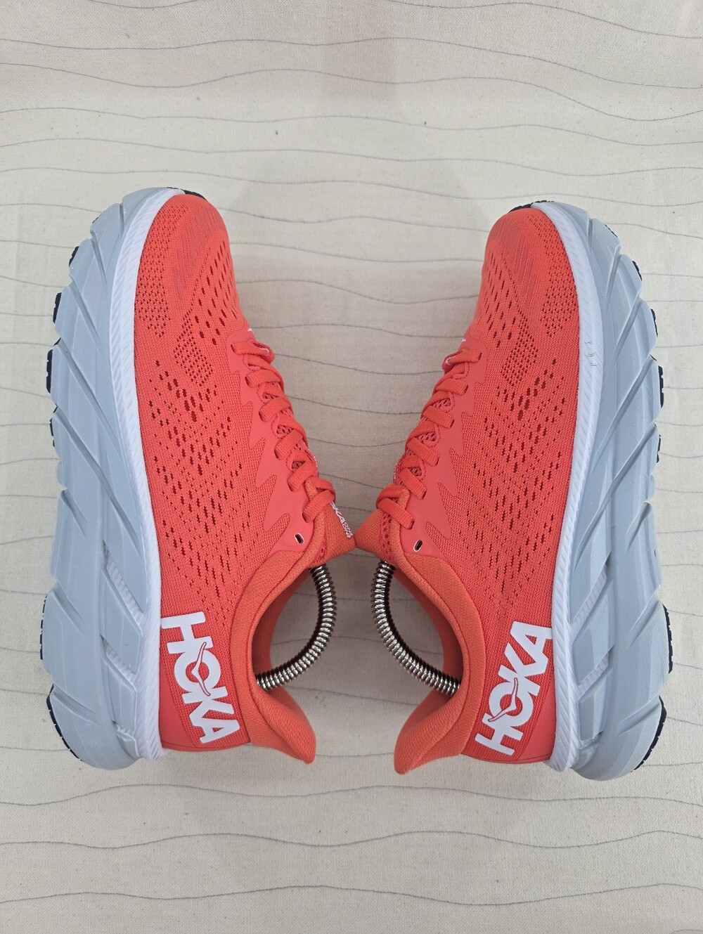 Hoka One One Womens Clifton 7 Coral Gray Running Shoes 1110509 HCWH Size 8 - Picture 8 of 11